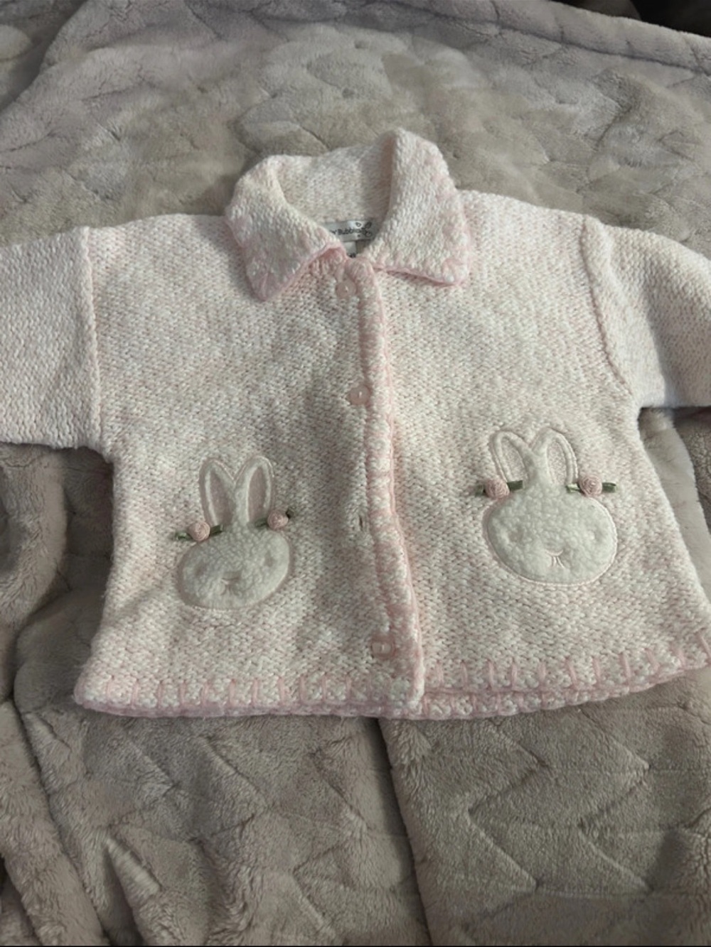 Soft Pink Bunny Appliqué Baby Jacket - Kids Jackets & Coats